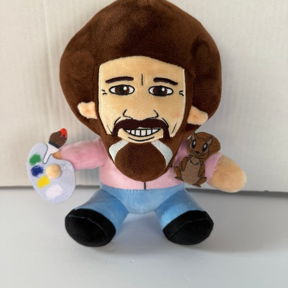 Bob Ross With Peapod Squirrel & Art Pallet Phunny Kidrobot 8" Plush Stuffed Doll